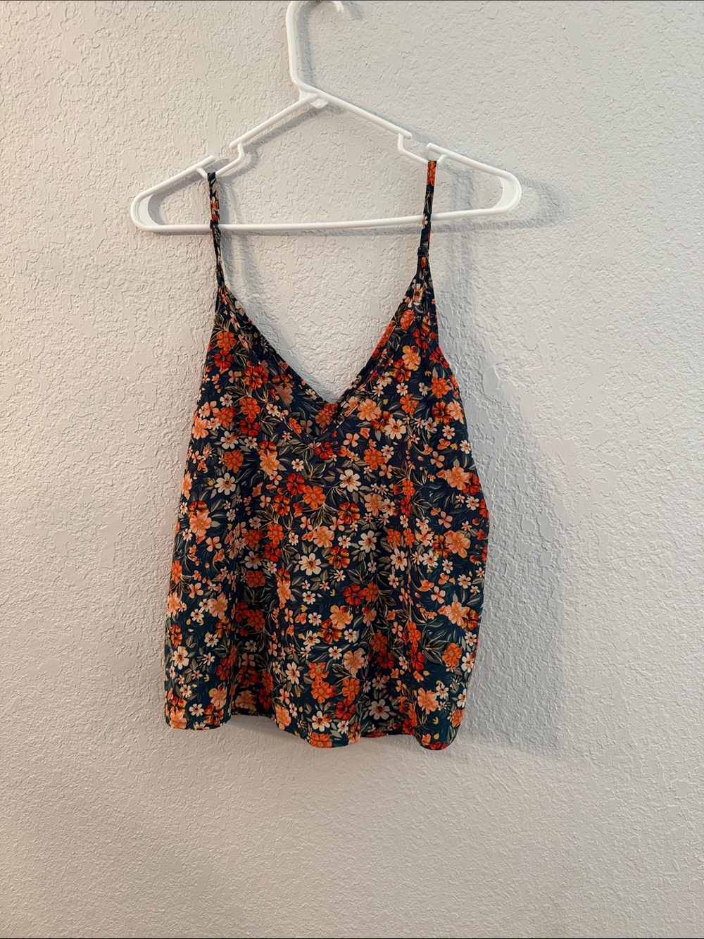 SHEIN Navy Floral V-Neck Spaghetti Strap Camisole
